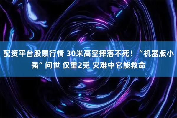 配资平台股票行情 30米高空摔落不死！“机器版小强”问世 仅重2克 灾难中它能救命